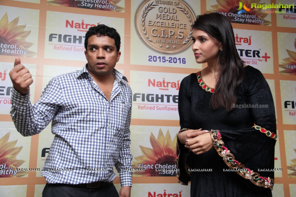 Mannara Chopra launches Sri Sarwo Nataraj Oil Group Fighter+ Oil in Hyderabad