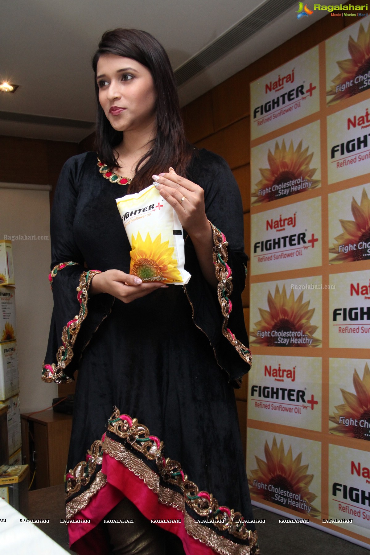 Mannara Chopra launches Sri Sarwo Nataraj Oil Group Fighter+ Oil in Hyderabad