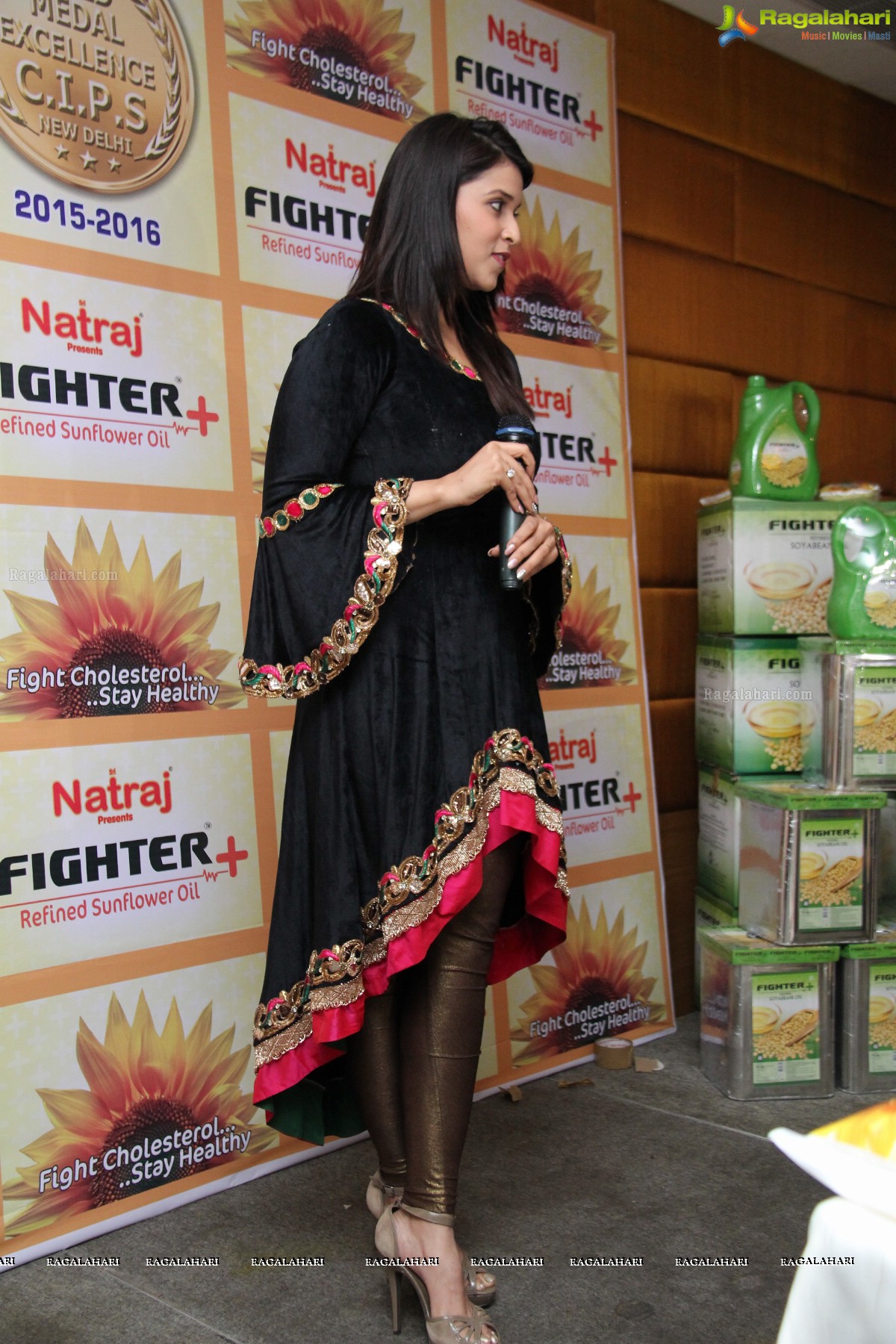 Mannara Chopra launches Sri Sarwo Nataraj Oil Group Fighter+ Oil in Hyderabad