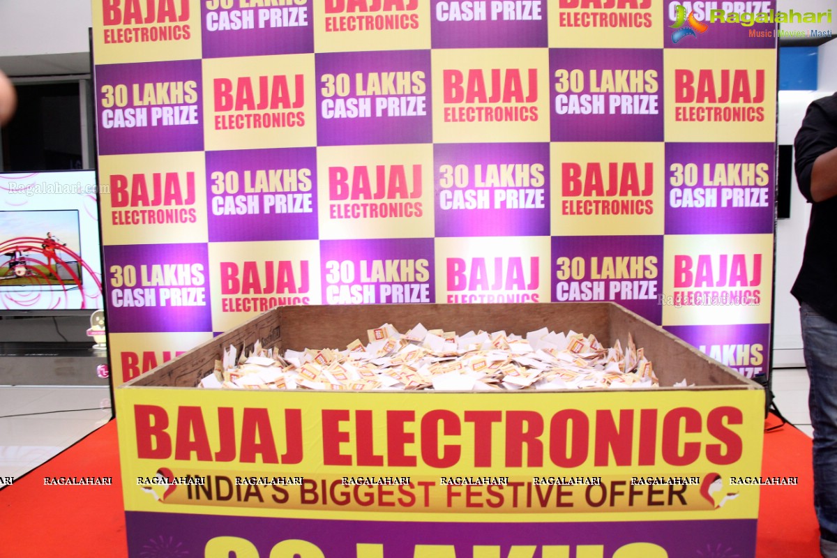 Mannara Chopra announces Bajaj Electronics Bumper Draw Winner of Rs. 30 Lakhs at Forum Sujana Mall, Hyderabad