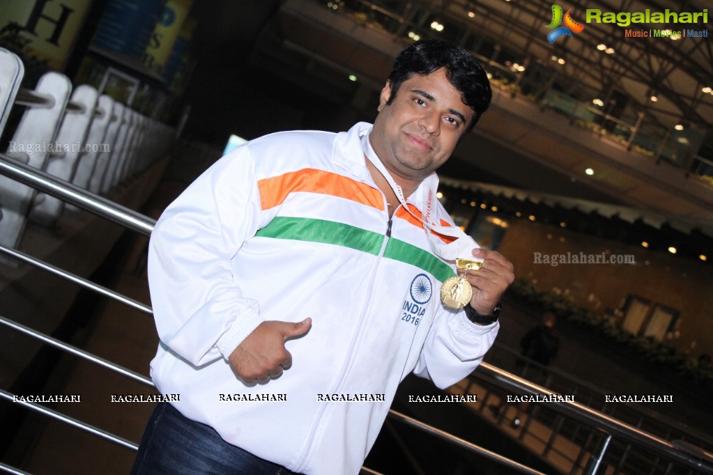 Grand Welcome to Gold Medal Winner of Spochan (Soft Samurai) at Rajiv Gandhi International Airport, Hyderabad