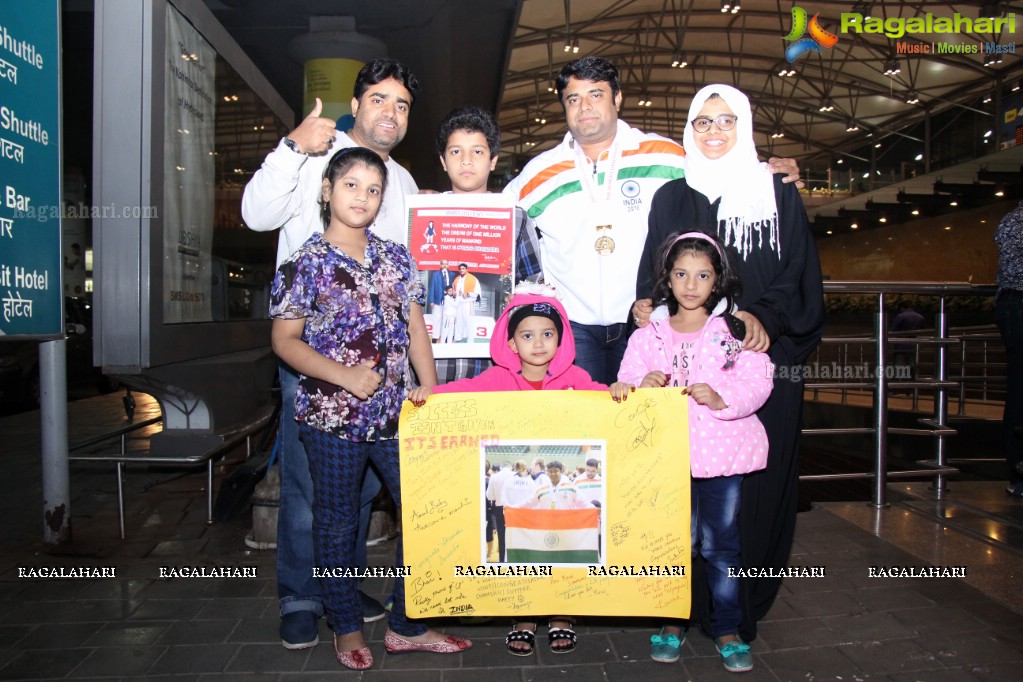 Grand Welcome to Gold Medal Winner of Spochan (Soft Samurai) at Rajiv Gandhi International Airport, Hyderabad