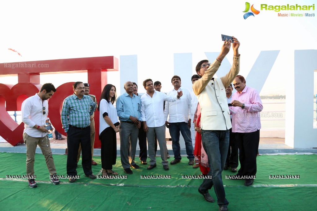 Love Hyderabad Sculpture unveiled by Minister KTR at Tank Bund, Hyderabad