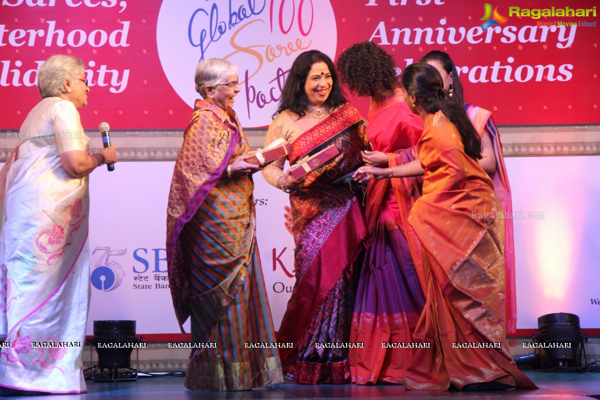 The Global 100 Sarees Pact Group First Anniversary Celebrations at Hyderabad Marriott Hotel and Convention Centre