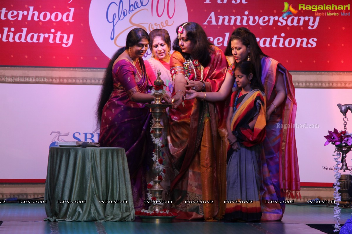 The Global 100 Sarees Pact Group First Anniversary Celebrations at Hyderabad Marriott Hotel and Convention Centre