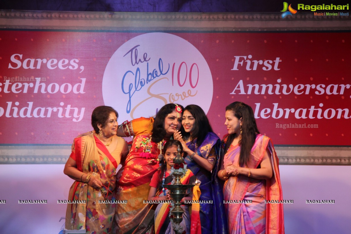 The Global 100 Sarees Pact Group First Anniversary Celebrations at Hyderabad Marriott Hotel and Convention Centre