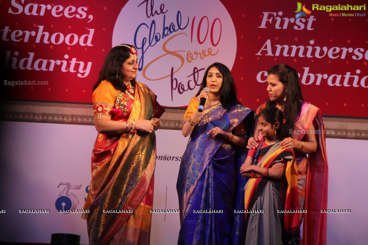 The Global 100 Sarees Pact Group First Anniversary Celebrations at Hyderabad Marriott Hotel and Convention Centre