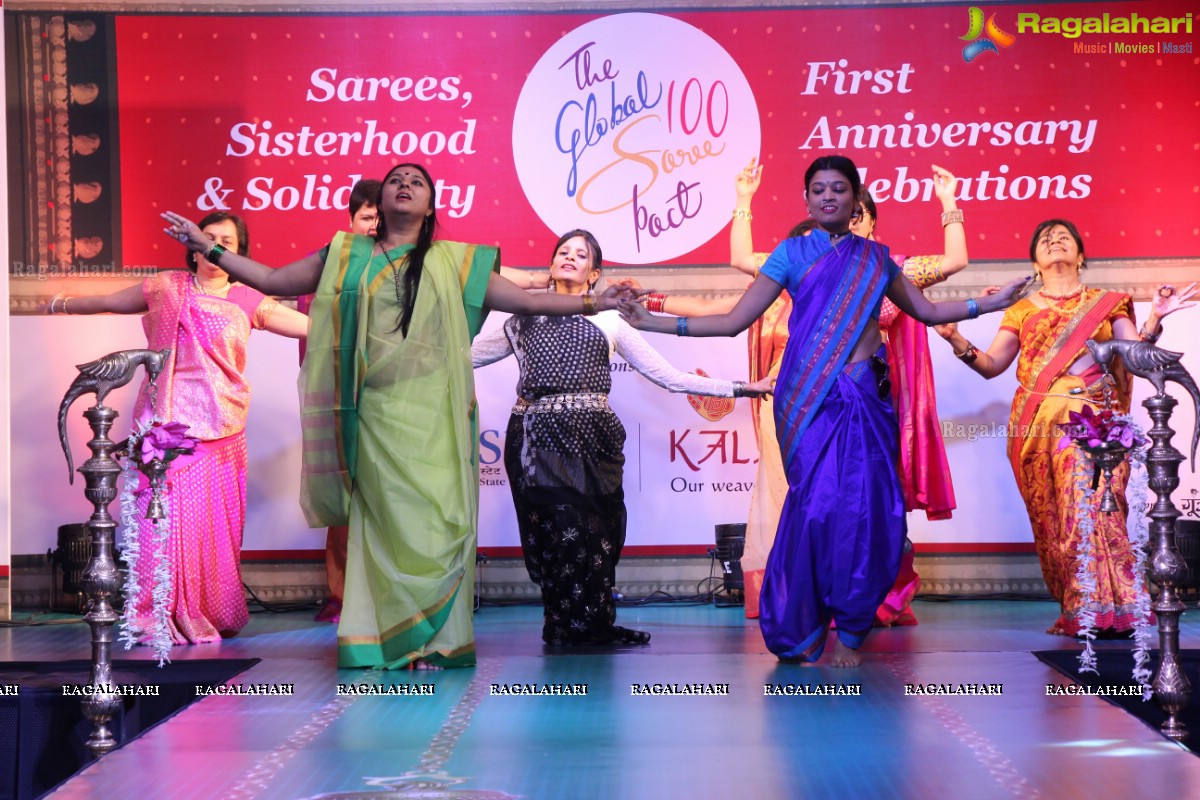 The Global 100 Sarees Pact Group First Anniversary Celebrations at Hyderabad Marriott Hotel and Convention Centre