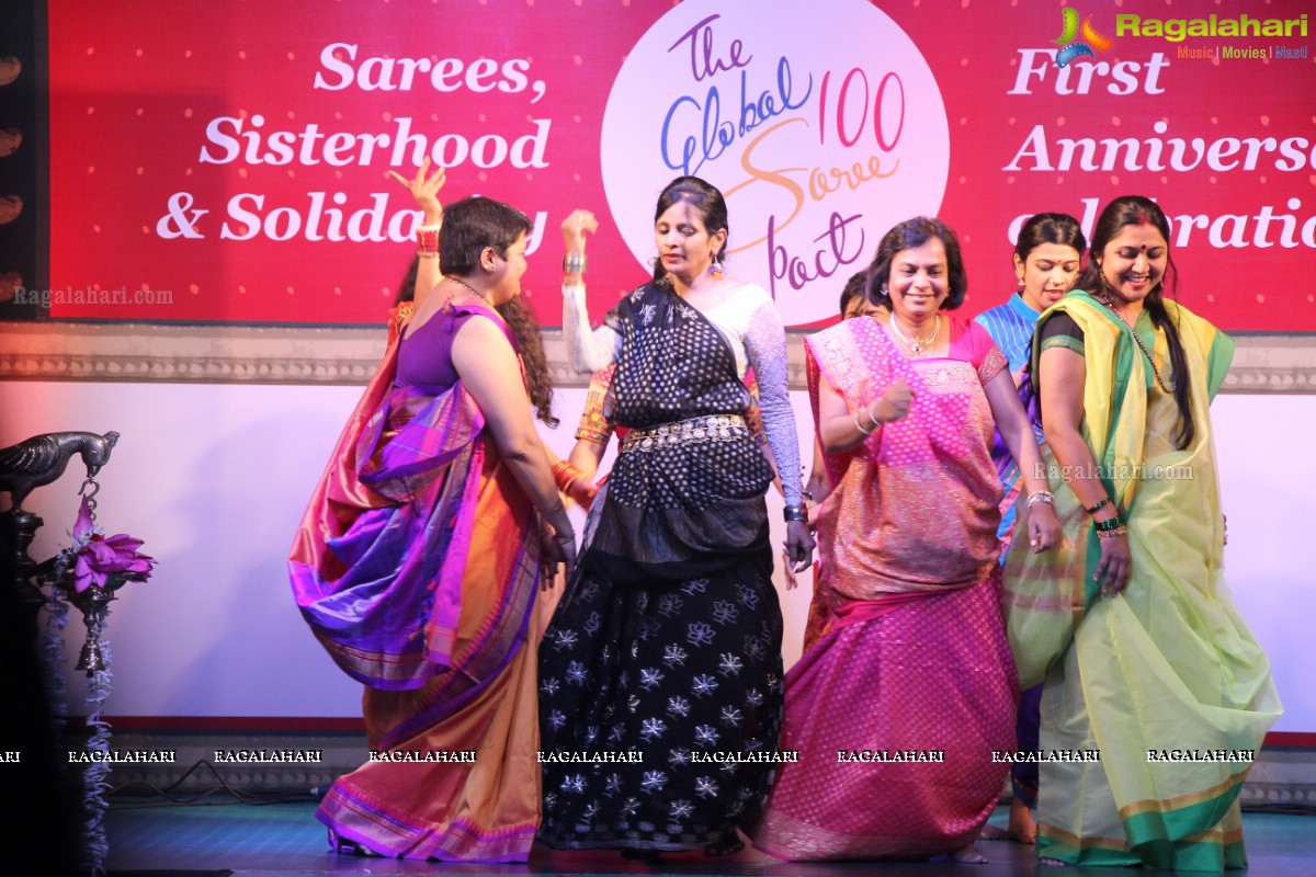 The Global 100 Sarees Pact Group First Anniversary Celebrations at Hyderabad Marriott Hotel and Convention Centre