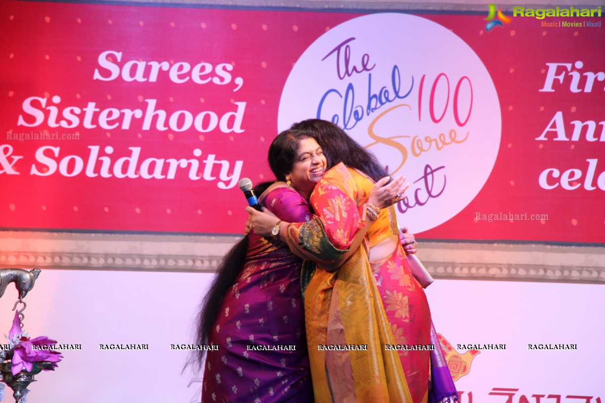 The Global 100 Sarees Pact Group First Anniversary Celebrations at Hyderabad Marriott Hotel and Convention Centre