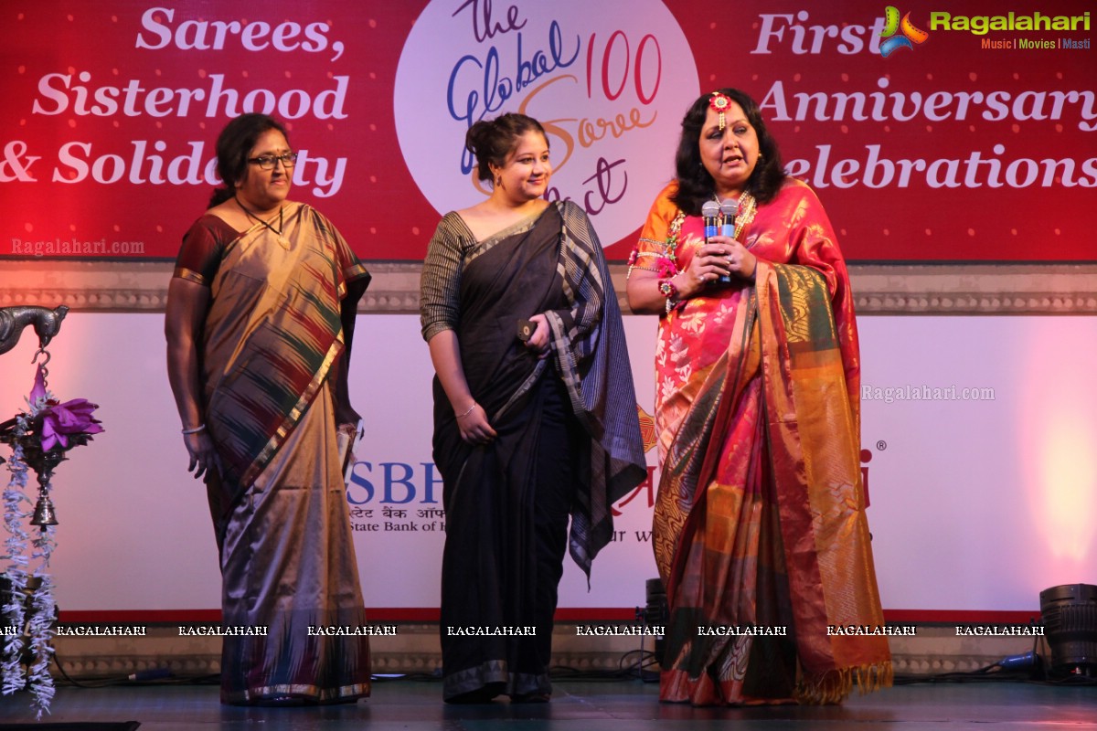 The Global 100 Sarees Pact Group First Anniversary Celebrations at Hyderabad Marriott Hotel and Convention Centre