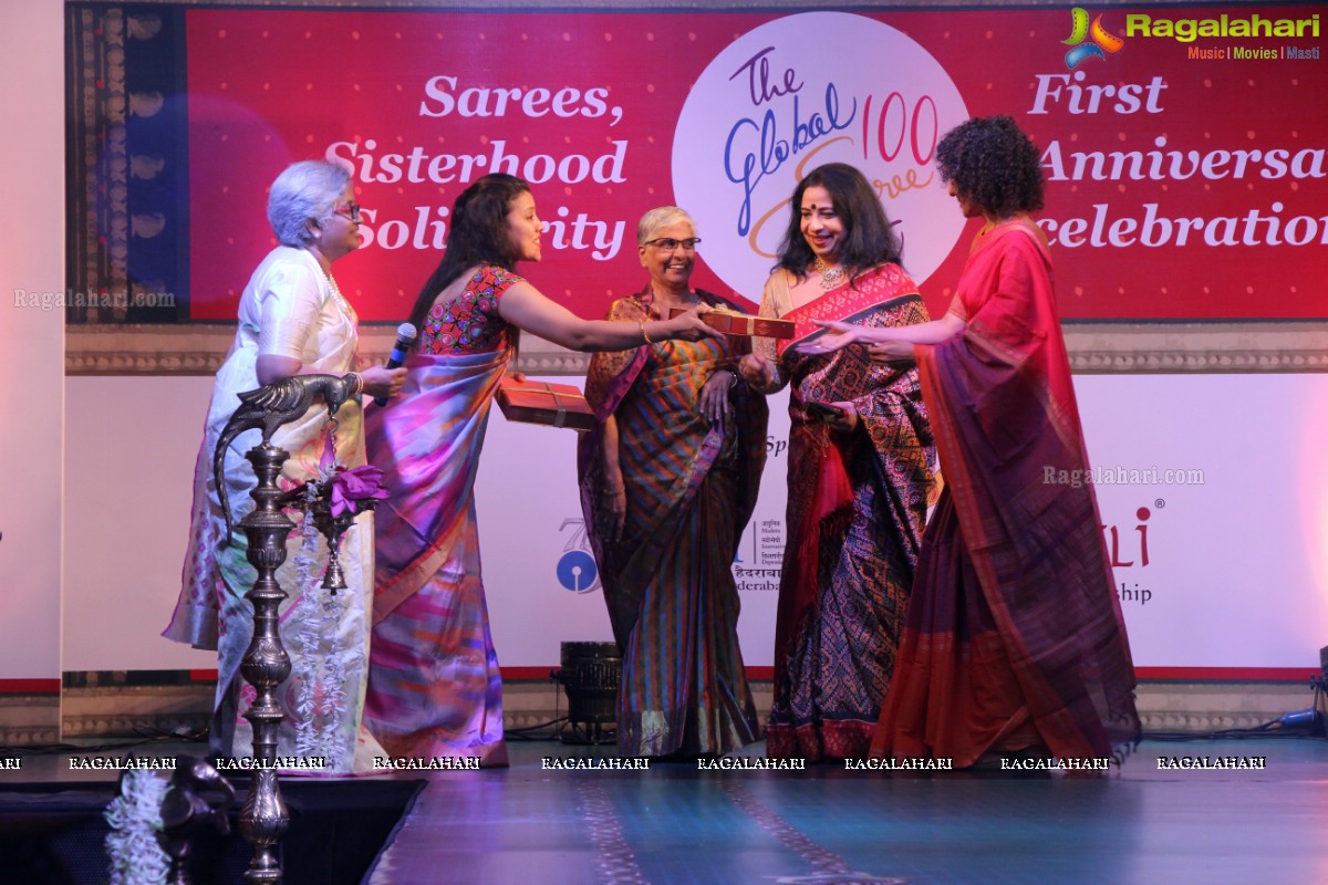 The Global 100 Sarees Pact Group First Anniversary Celebrations at Hyderabad Marriott Hotel and Convention Centre