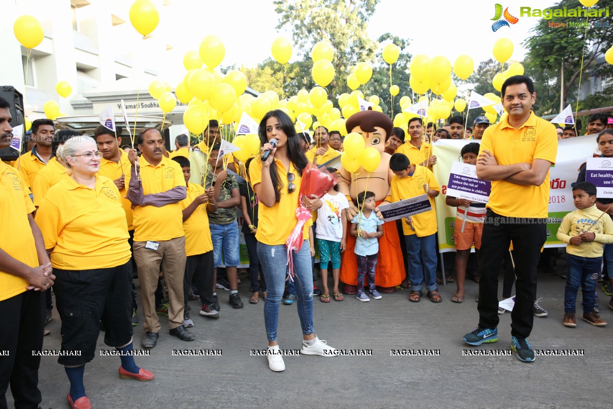 Bollywood Actress Ms. Mahie Gill Flags Off Children’s Eye Care Week 2018 Walk at L V Prasad Eye Institute