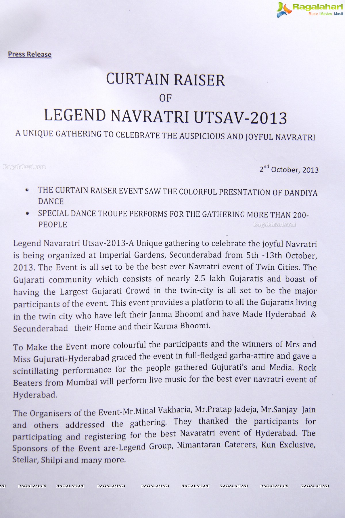 Legend Navratri Utsav 2013 Curtain Raiser