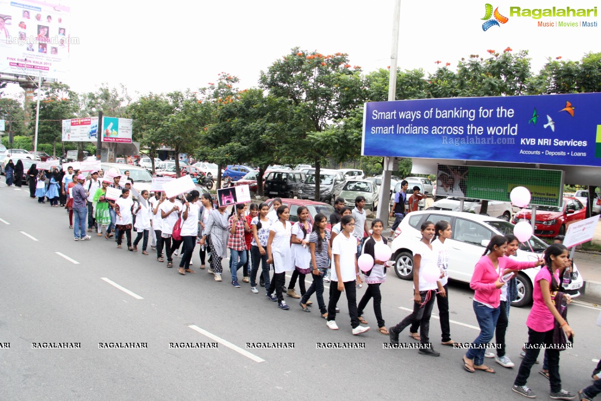 Pink Ribbon Walk 2013 by Ushalakshmi Breast Cancer Foundation at KBR Park, Hyderabad