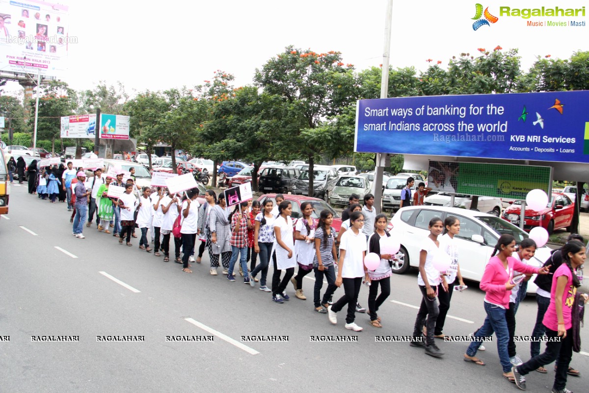 Pink Ribbon Walk 2013 by Ushalakshmi Breast Cancer Foundation at KBR Park, Hyderabad