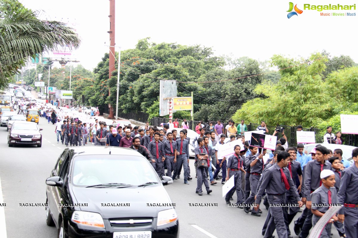 Pink Ribbon Walk 2013 by Ushalakshmi Breast Cancer Foundation at KBR Park, Hyderabad