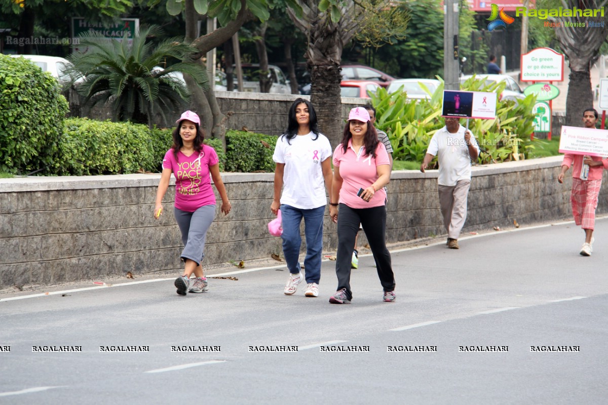 Pink Ribbon Walk 2013 by Ushalakshmi Breast Cancer Foundation at KBR Park, Hyderabad