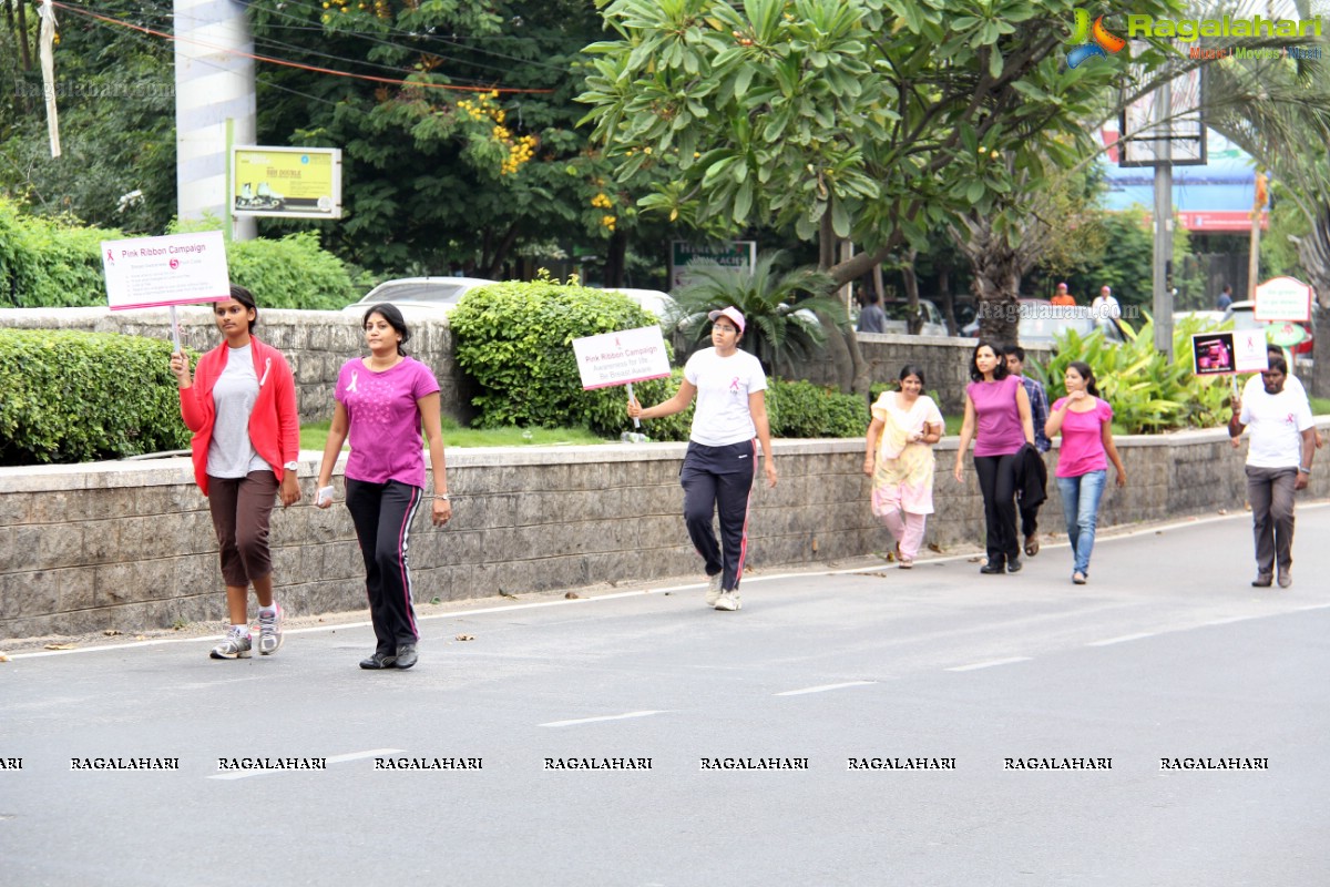 Pink Ribbon Walk 2013 by Ushalakshmi Breast Cancer Foundation at KBR Park, Hyderabad