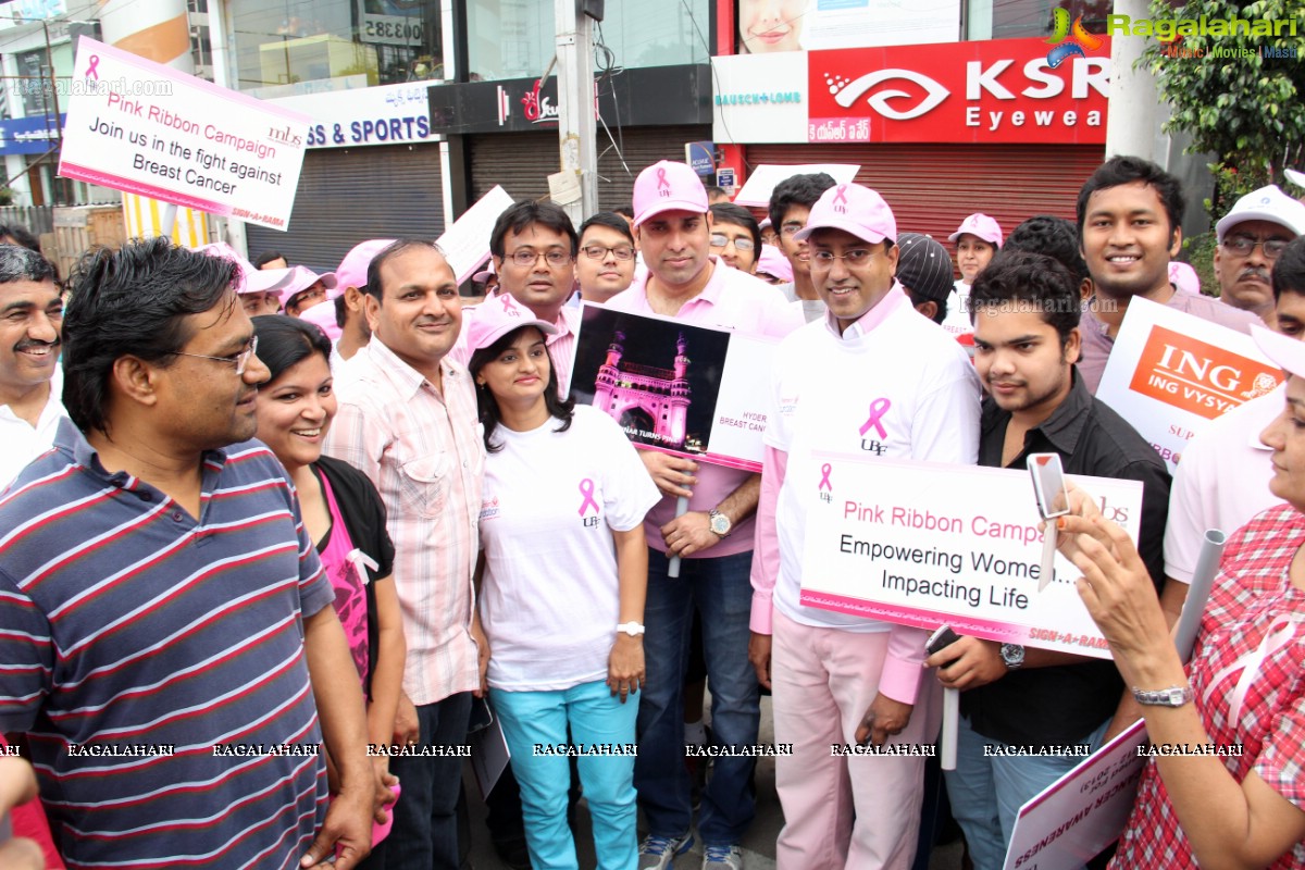 Pink Ribbon Walk 2013 by Ushalakshmi Breast Cancer Foundation at KBR Park, Hyderabad