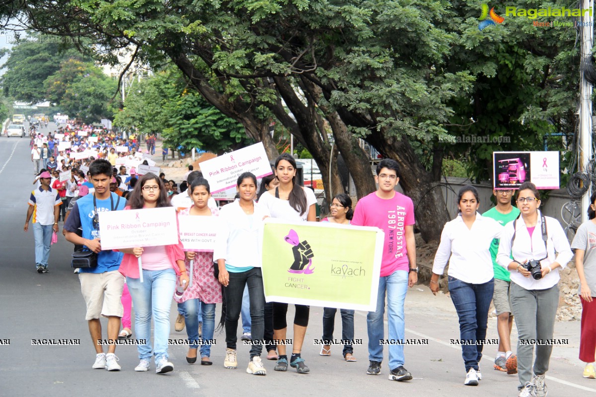 Pink Ribbon Walk 2013 by Ushalakshmi Breast Cancer Foundation at KBR Park, Hyderabad