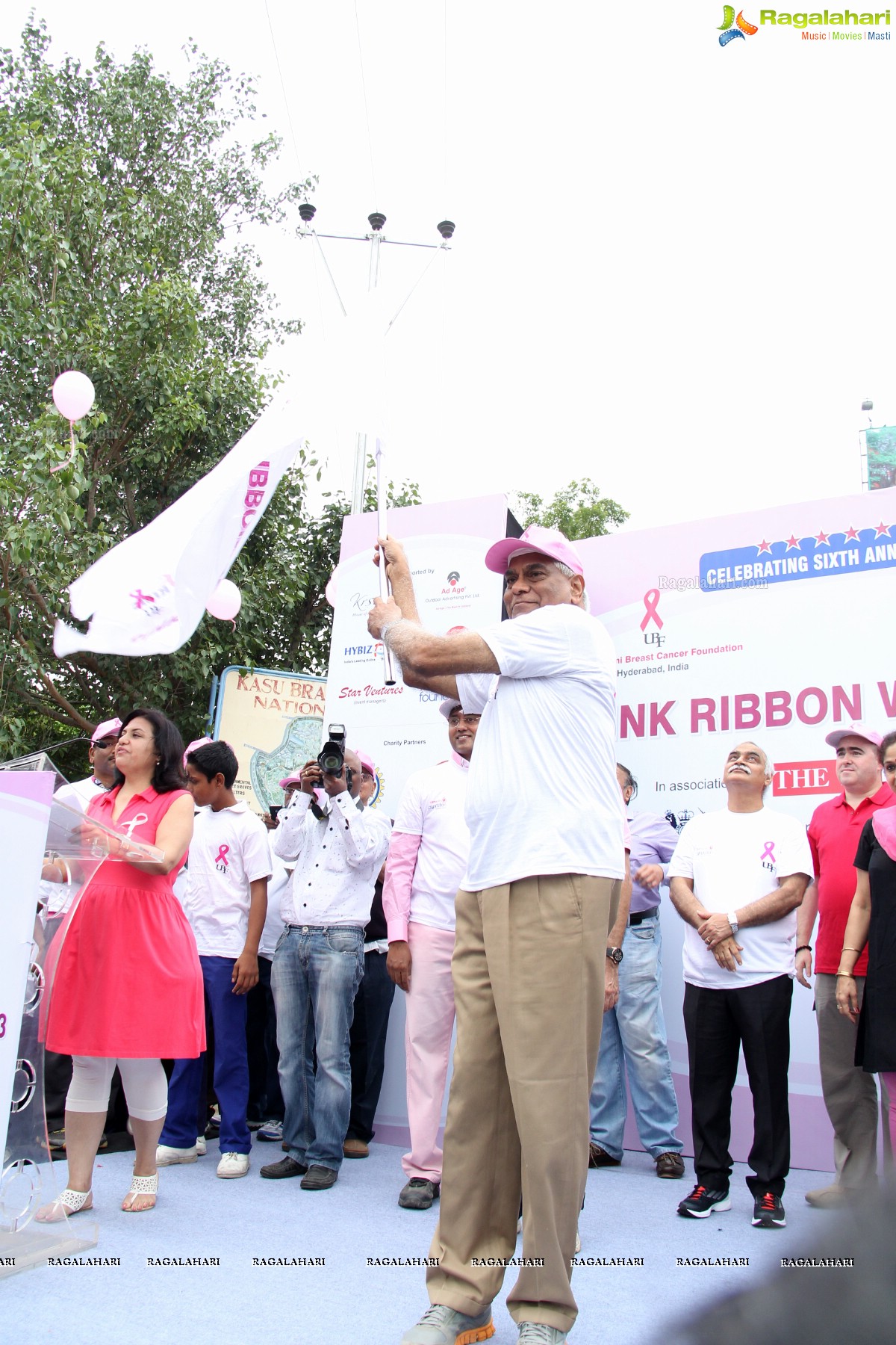 Pink Ribbon Walk 2013 by Ushalakshmi Breast Cancer Foundation at KBR Park, Hyderabad