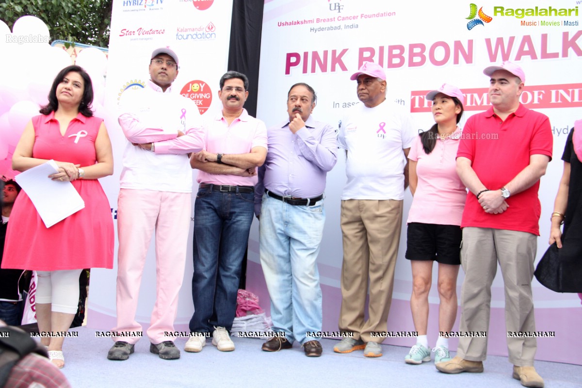 Pink Ribbon Walk 2013 by Ushalakshmi Breast Cancer Foundation at KBR Park, Hyderabad