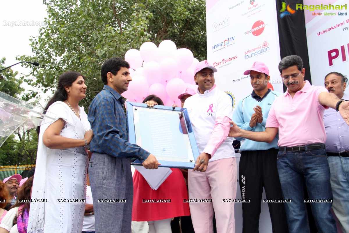 Pink Ribbon Walk 2013 by Ushalakshmi Breast Cancer Foundation at KBR Park, Hyderabad