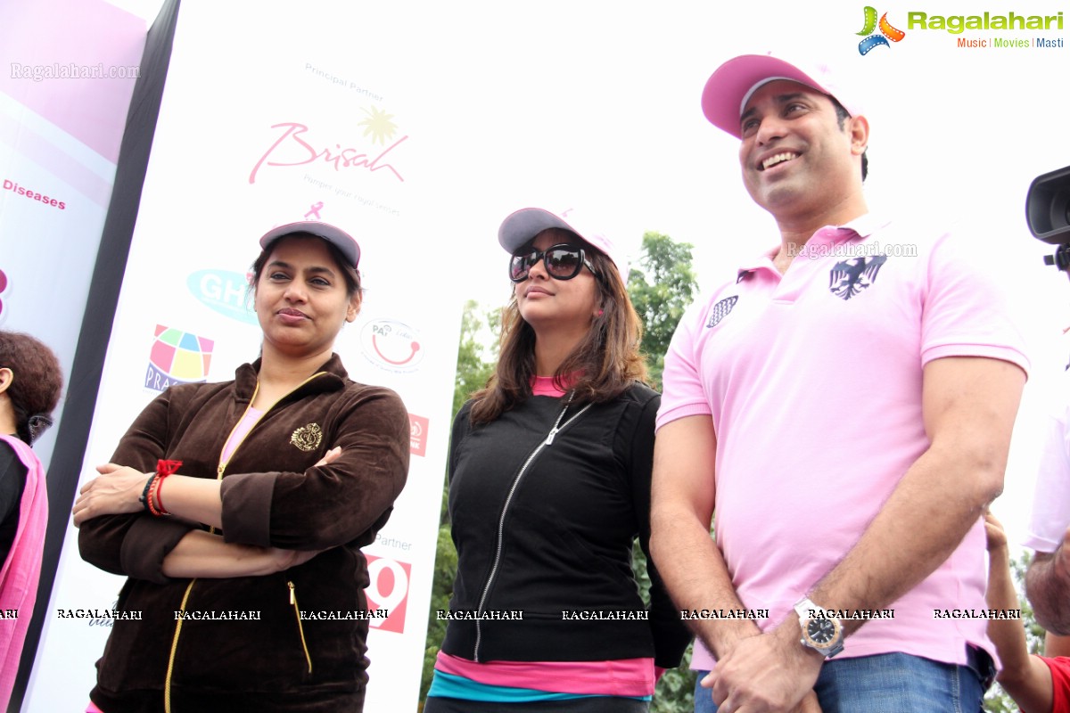 Pink Ribbon Walk 2013 by Ushalakshmi Breast Cancer Foundation at KBR Park, Hyderabad