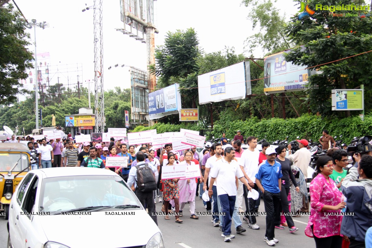 Pink Ribbon Walk 2013 by Ushalakshmi Breast Cancer Foundation at KBR Park, Hyderabad