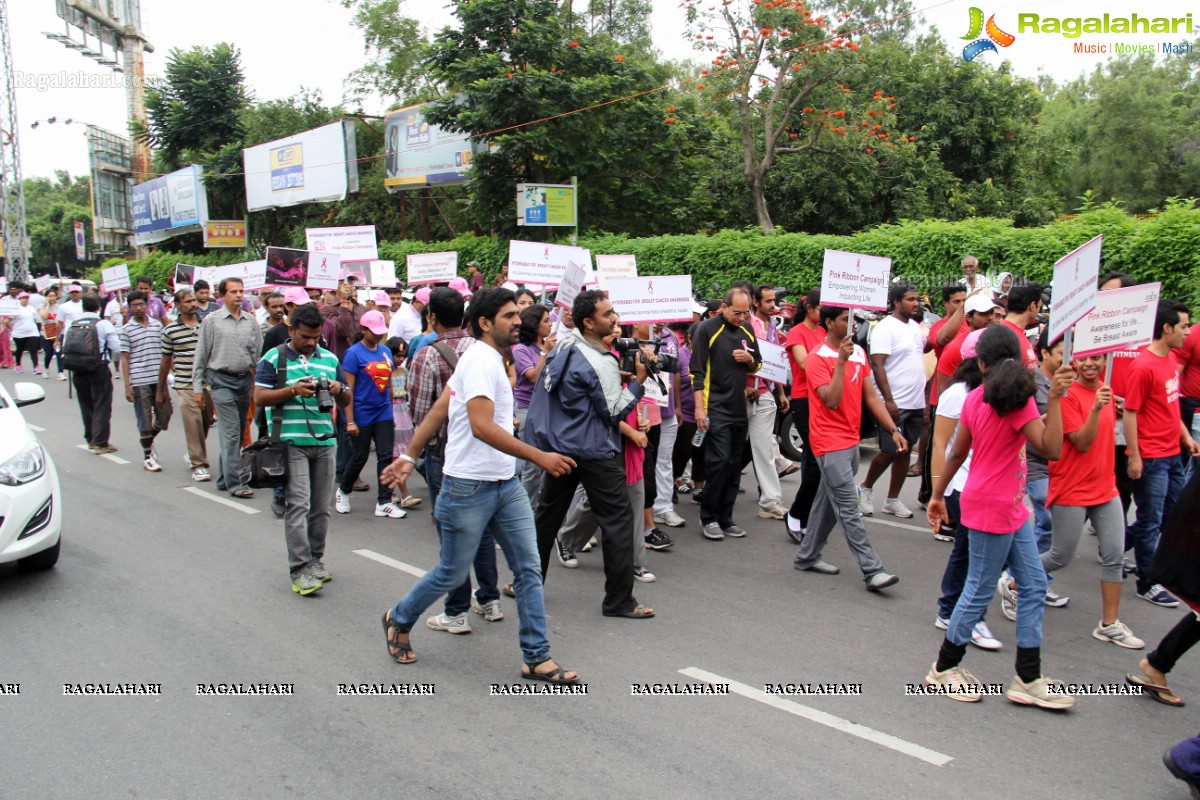 Pink Ribbon Walk 2013 by Ushalakshmi Breast Cancer Foundation at KBR Park, Hyderabad