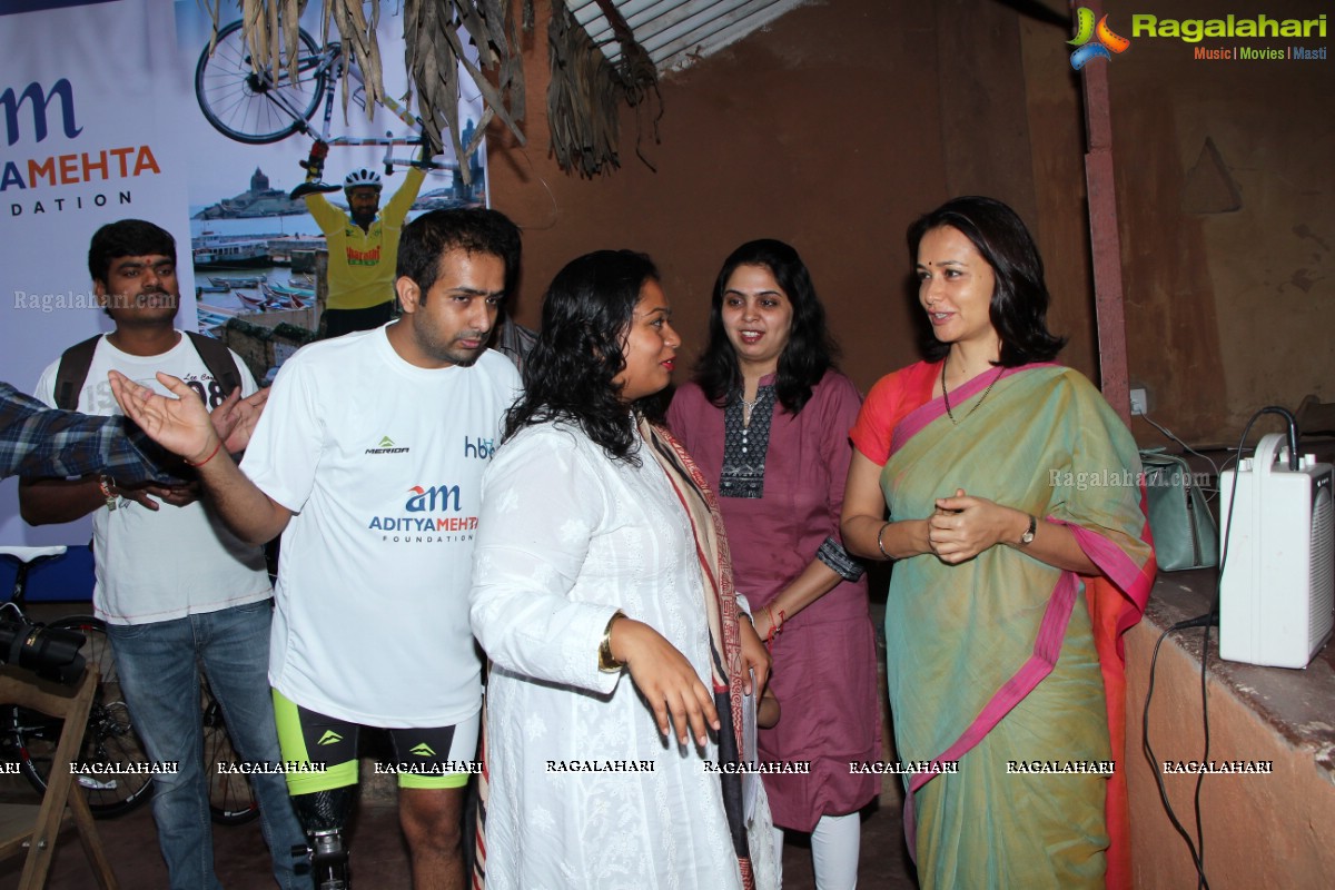 Amala Akkineni presents sports equipment to three para athletes