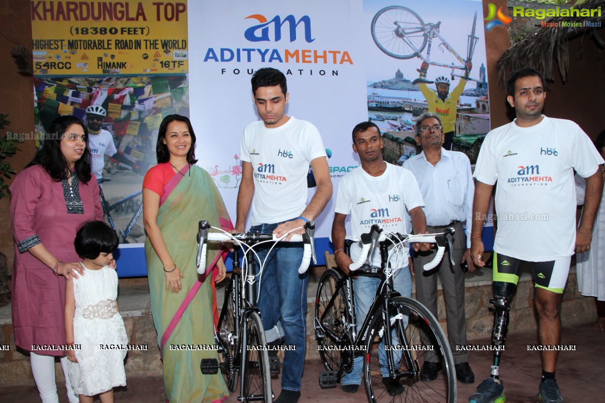 Amala Akkineni presents sports equipment to three para athletes