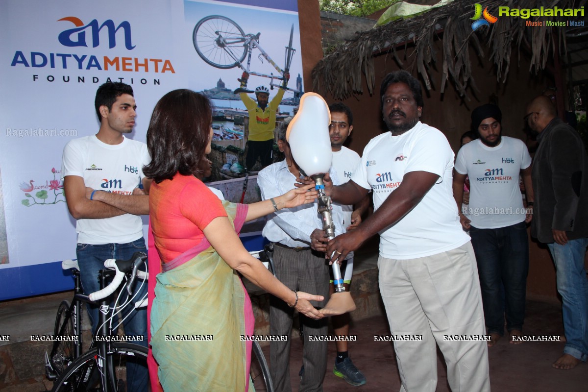 Amala Akkineni presents sports equipment to three para athletes