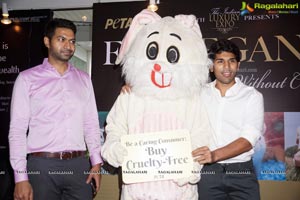 Allu Sirish poses with Bunny Mascot at PETA Stall