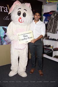 Allu Sirish poses with Bunny Mascot at PETA Stall