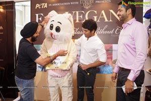 Allu Sirish poses with Bunny Mascot at PETA Stall