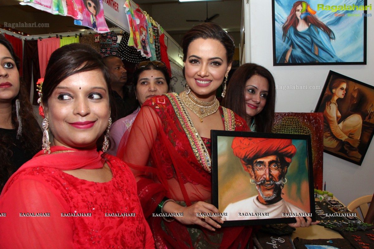 Sana Khan launches Page 3 Fashion Exhibition by Kavita Jain at Arya Vysya Abhyudaya Sangam, Hyderabad