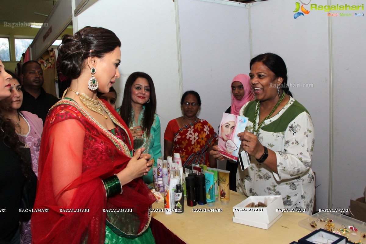 Sana Khan launches Page 3 Fashion Exhibition by Kavita Jain at Arya Vysya Abhyudaya Sangam, Hyderabad