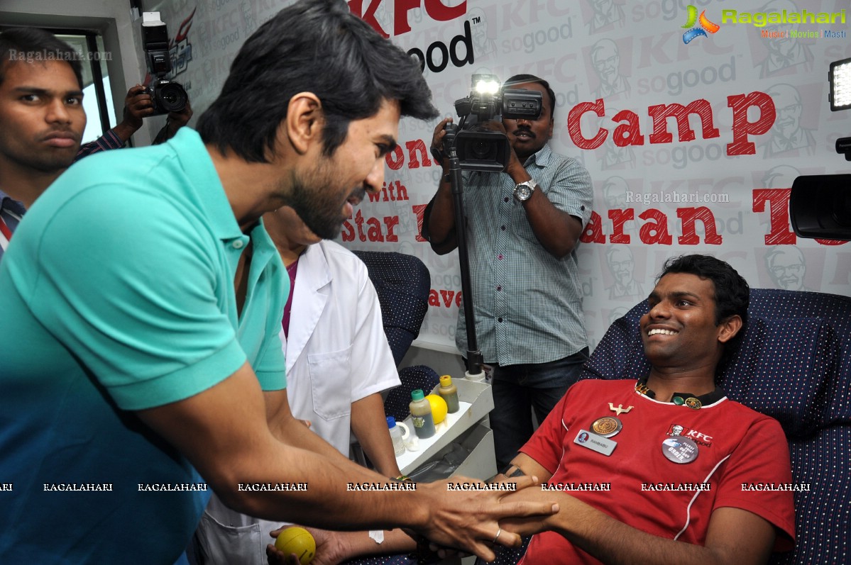 Ram Charan at Chirenjeevi Charitable Trust for KFC Initiative Blood Bank, Hyderabad