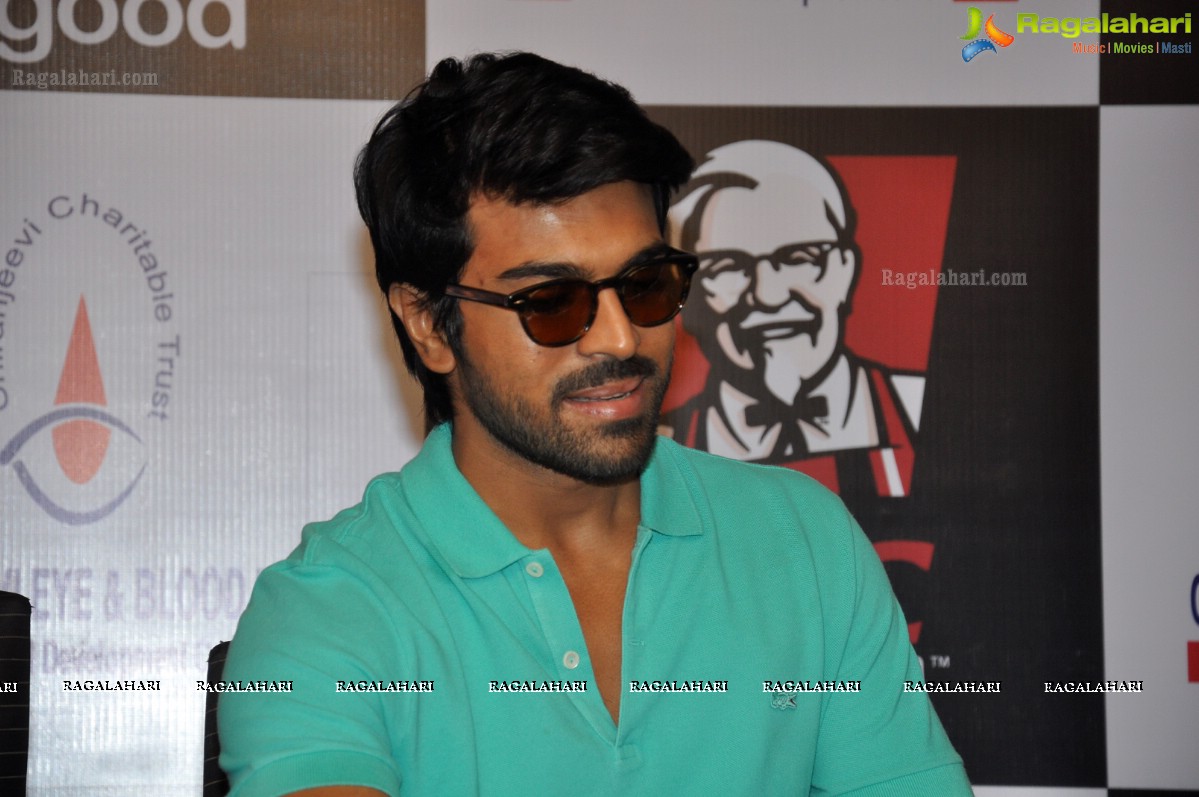 Ram Charan at Chirenjeevi Charitable Trust for KFC Initiative Blood Bank, Hyderabad