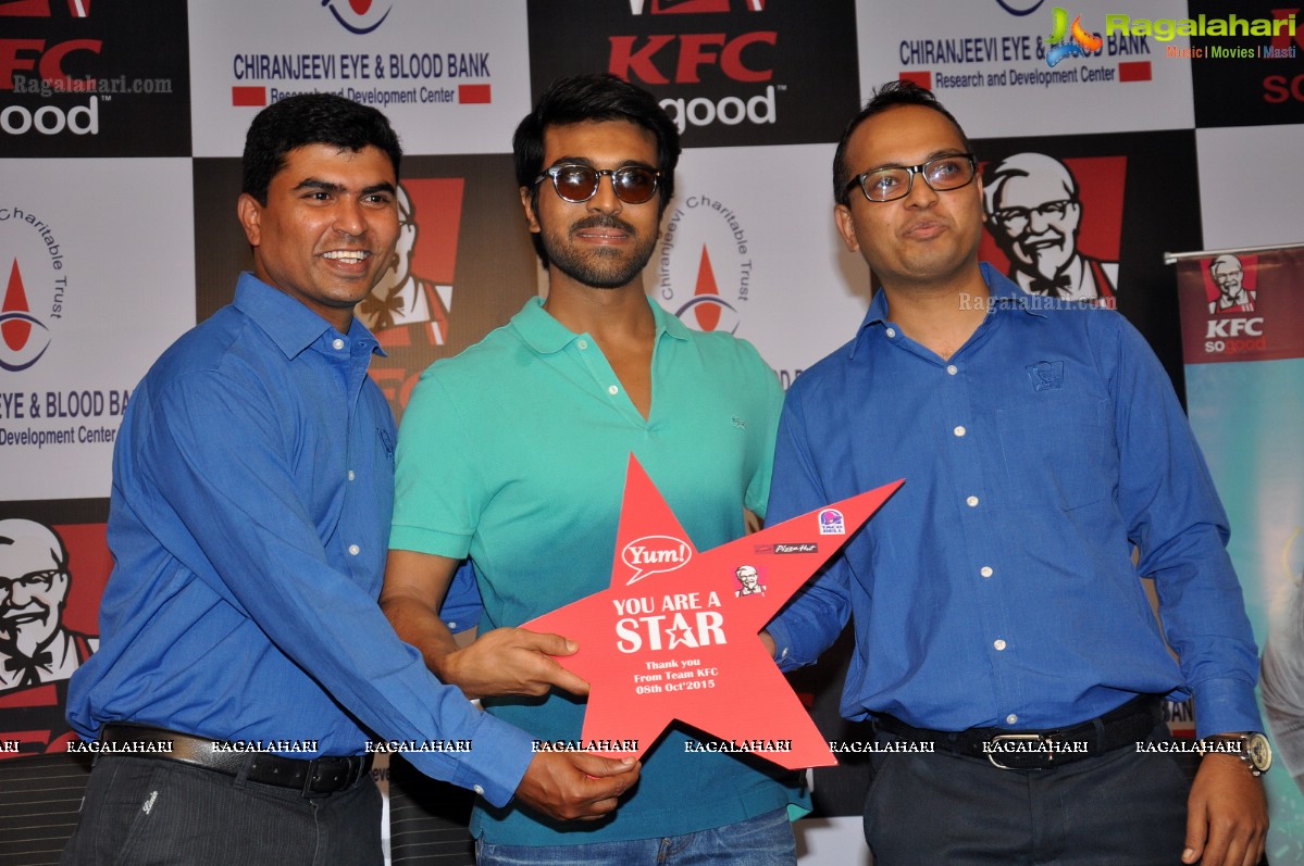 Ram Charan at Chirenjeevi Charitable Trust for KFC Initiative Blood Bank, Hyderabad