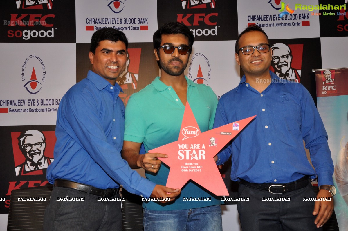 Ram Charan at Chirenjeevi Charitable Trust for KFC Initiative Blood Bank, Hyderabad