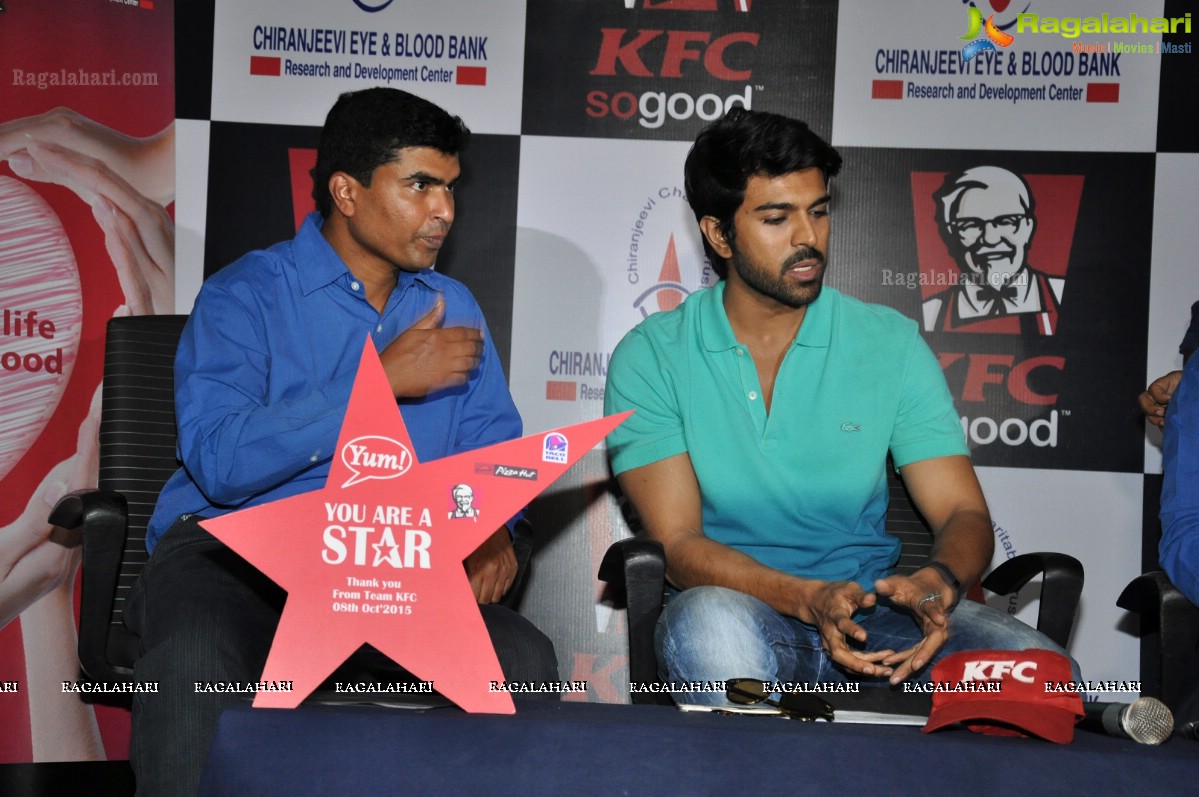 Ram Charan at Chirenjeevi Charitable Trust for KFC Initiative Blood Bank, Hyderabad