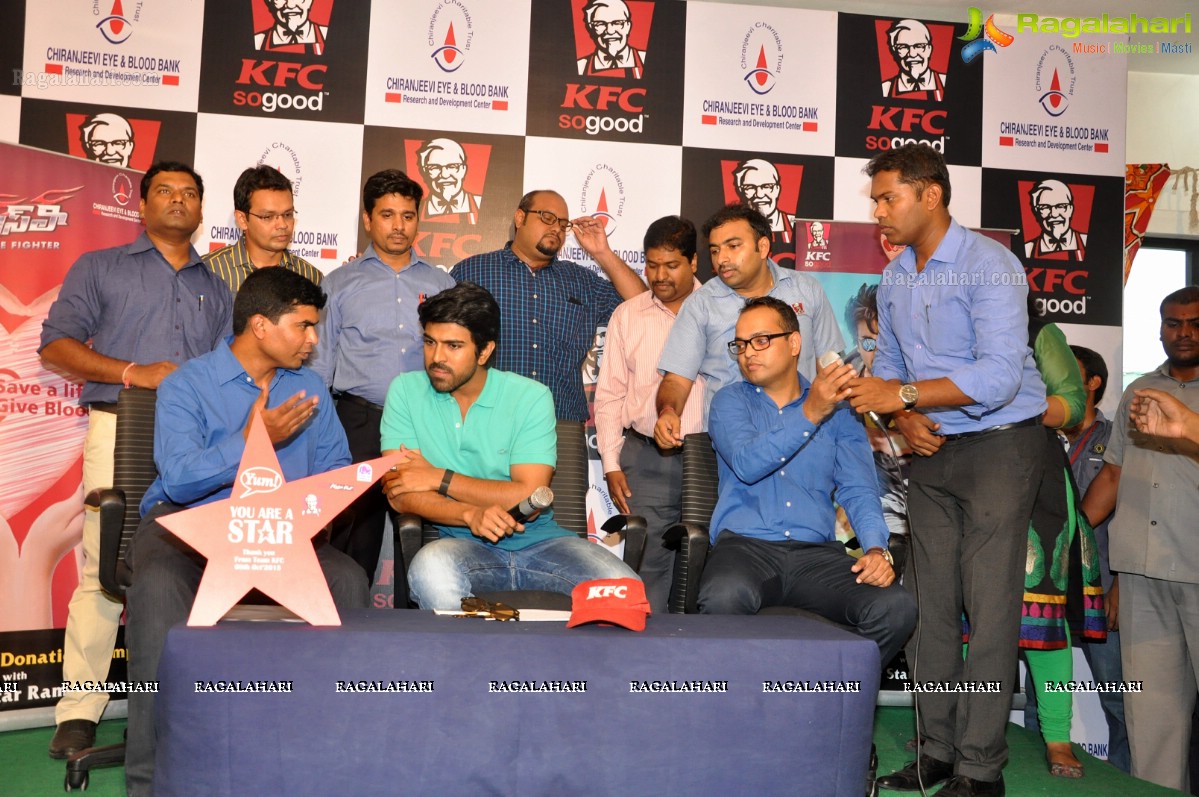 Ram Charan at Chirenjeevi Charitable Trust for KFC Initiative Blood Bank, Hyderabad