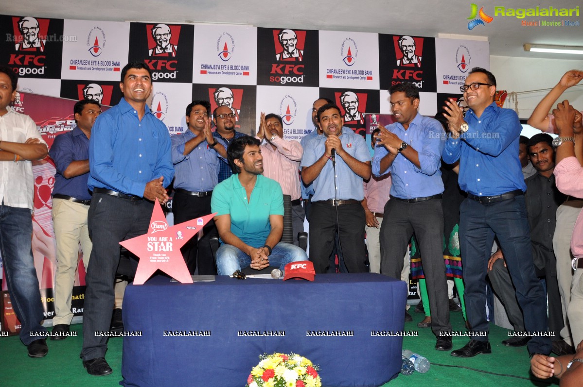 Ram Charan at Chirenjeevi Charitable Trust for KFC Initiative Blood Bank, Hyderabad