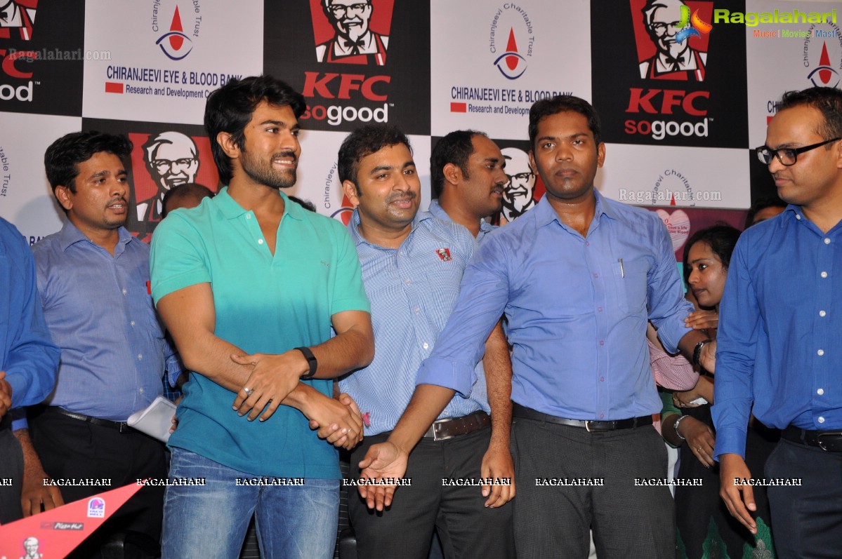 Ram Charan at Chirenjeevi Charitable Trust for KFC Initiative Blood Bank, Hyderabad