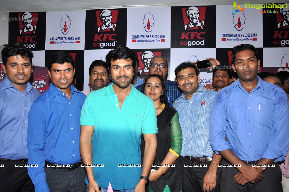 Ram Charan at Chirenjeevi Charitable Trust for KFC Initiative Blood Bank, Hyderabad