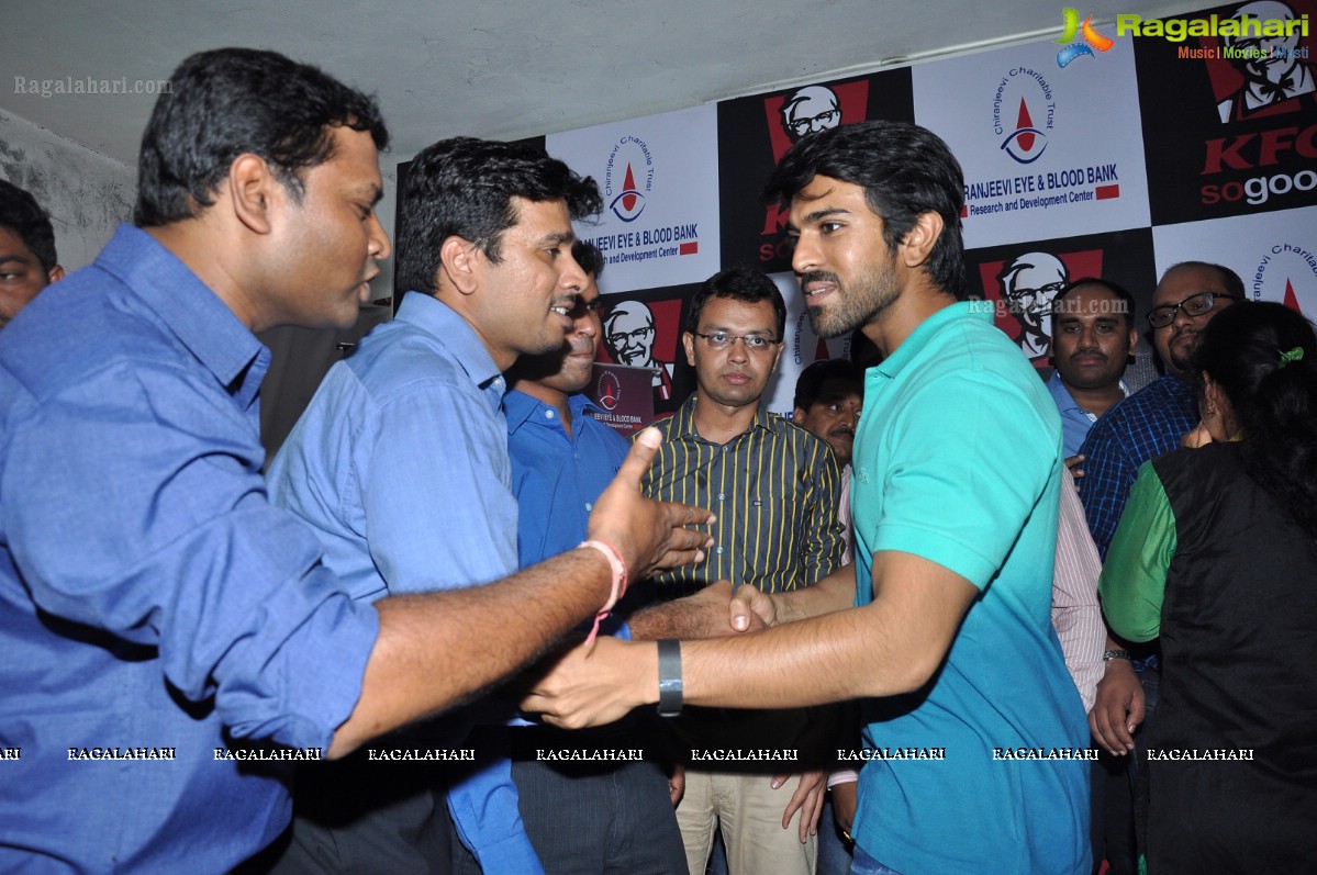 Ram Charan at Chirenjeevi Charitable Trust for KFC Initiative Blood Bank, Hyderabad