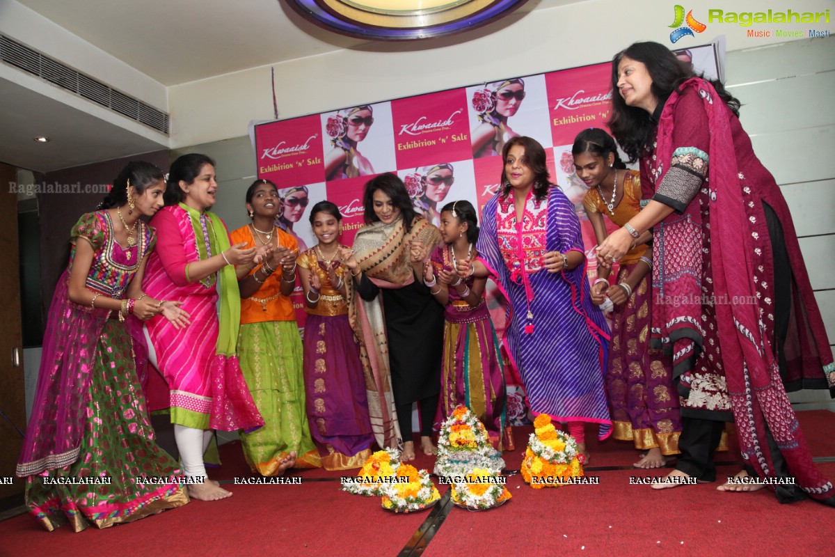 Grand Bathukamma Celebrations at Curtain Raiser of Khwaaish Designer Exhibition, Hyderabad